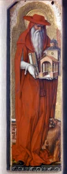 Saint Jerome wearing the costume of the bishop (cap). Predelle Demidoff by Carlo Crivelli (1430/35 - 1494). 1476.