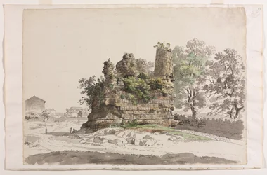 The So-Called Sepulcher of the Curiatii Brothers at Albano, with the Church of the Madonna