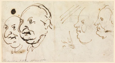 Sketches of Four Heads in Caricature, 1725–75