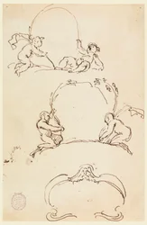 Three Sketches of Cartouches, before 1775