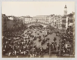 Gondola Regatta on the Grand Canal in Venice near the Rialto Bridge