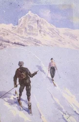 Skiers on Mt. Rose, Switzerland