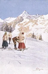 Skiers pausing on the Slopes