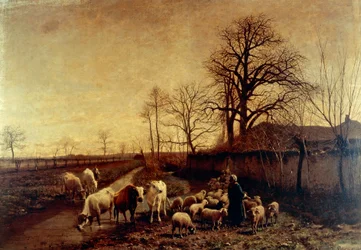 Animals Being Driven to Water