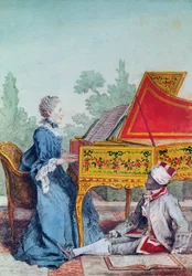 Portrait of Mademoiselle Desgots of Saint-Domingue with her slave Laurent