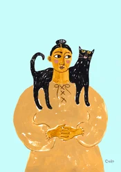 Folk Art Cat Companion