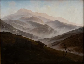 Giant Mountains Landscape with Rising Fog