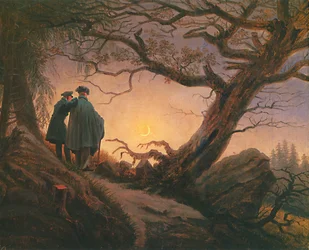 Two Men Contemplating the Moon
