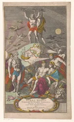 Atlas and Hercules Carrying the Celestial Sphere (Title page for Johann Baptista Homan, Atlas Novus Terrarum Orbis Imperia, Regna et Status exactis Tabulis Geographicè demonstrans, 1710)