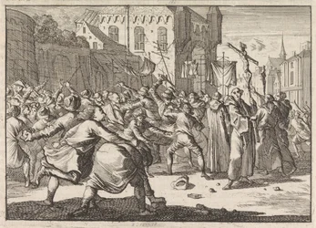 A Procession in Danzig is Greeted with Stones by the People, 1678