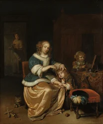 Interior with a Mother Combing her Child