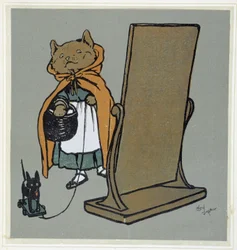 Cat in Front of His Mirror - drawing by Cecil Aldin