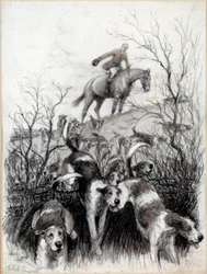 Hunting Scene in England: Dogs
