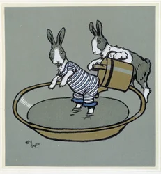 Rabbits Taking a Bath - in 