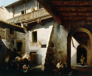 Inside inn with peasants