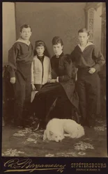 Empress Maria Fyodorovna with children, Nicholas Alexandrovich, George Alexandrovich and Xenia Alexandrovna