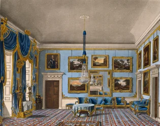 Blue velvet hall, Engraving from The History of the Royal Residences