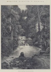 English Homes, Bowood, Cascade in the Park, at the End of the Lake