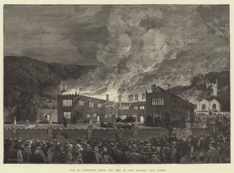 Fire at Lanhydrock House, the Seat of Lord Robartes, near Bodmin
