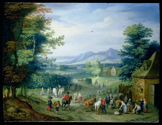 The Grape Harvest, Figures in a Country Landscape