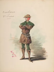 Costume Design for Touchstone, Descriptive Sheet of Costume and Accessories