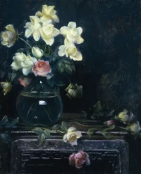 Roses in a Glass Vase