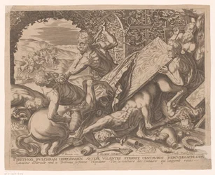 Hercules kills the centaur Eurytion