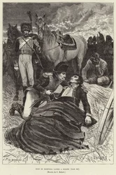 Death of Marshal Lannes at Essling; Napoleon and the dying Marshal Lannes at the Battle of Aspern-Essling, Austria