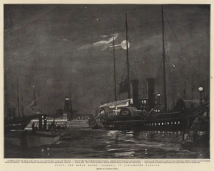 Night, the Royal Yacht Alberta in Portsmouth Harbour