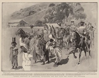 Hindoo Refugees in Ladysmith, separating the Men from the Women and Children