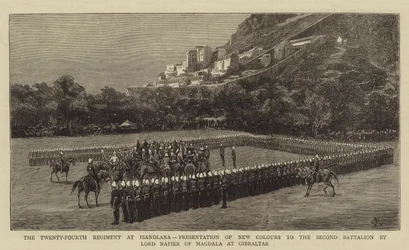 The Twenty-Fourth Regiment at Isandlana, Presentation of New Colours to the Second Battalion by Lord Napier of Magdala at Gibraltar