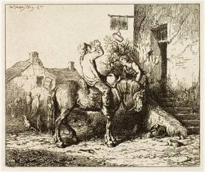 Entrance to an Inn, with Peasant Drinking