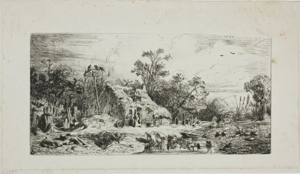 Landscape with Thatched Cottages