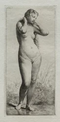 Young woman bathing
