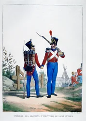 Uniform of a regiment of Swiss infantry, France, 1823