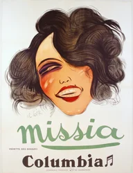 Columbia Records Poster Advertising the French Chanteuse, Missia, c.1935