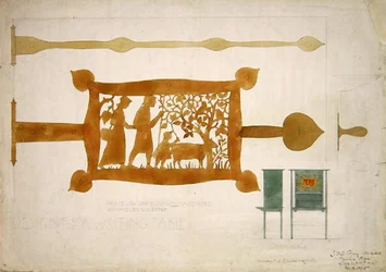 Design for a writing desk brass hinge