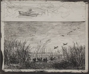 Swamp with Ducks, Original Impression 1862, Printed in 1921