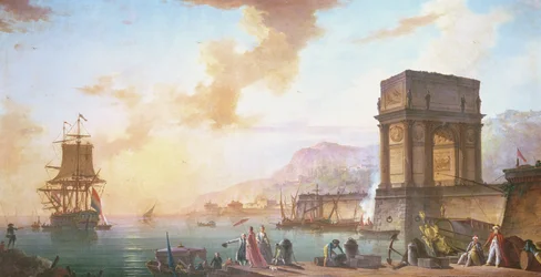 Morning, a capriccio of a Mediterranean port