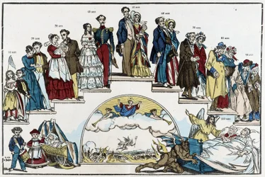 The Ages of Life - drawing by Pinot, late 19th century
