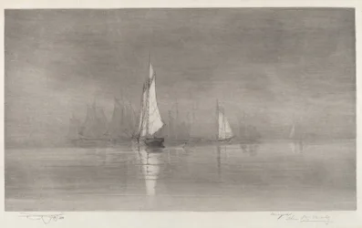 Untitled Harbor Scene with Sailboats, c. 1900