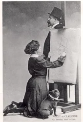 Postcard depicting Colette and her husband Willy
