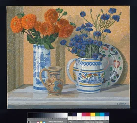 Dahlias and Cornflowers