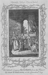 Dunstan dragging King Edwy from his Consort Queen Ethelgiva on his Coronation Day, 1773.