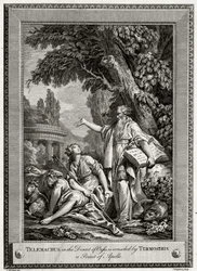 Telemachus in the Desert of Oasis, consoled by Termosiris a Priest of Apollo