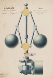 Governor for Steam Engine - Front Elevation, c.1882