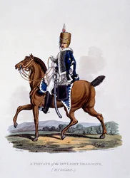 Uniform of a Private of the 18th Light Dragoons (Hussars), from 