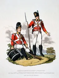 Uniform of the Grenadiers and Light Infantry of the 20th or Worcestershire Regiment, from 