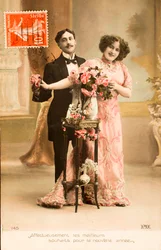 Old postcard, Happy New Year, Greetings