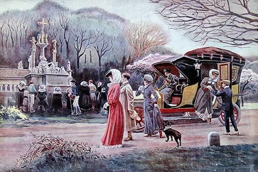 Travellers Halting to Pray Before a Wayside Calvary in Brittany on Easter Day